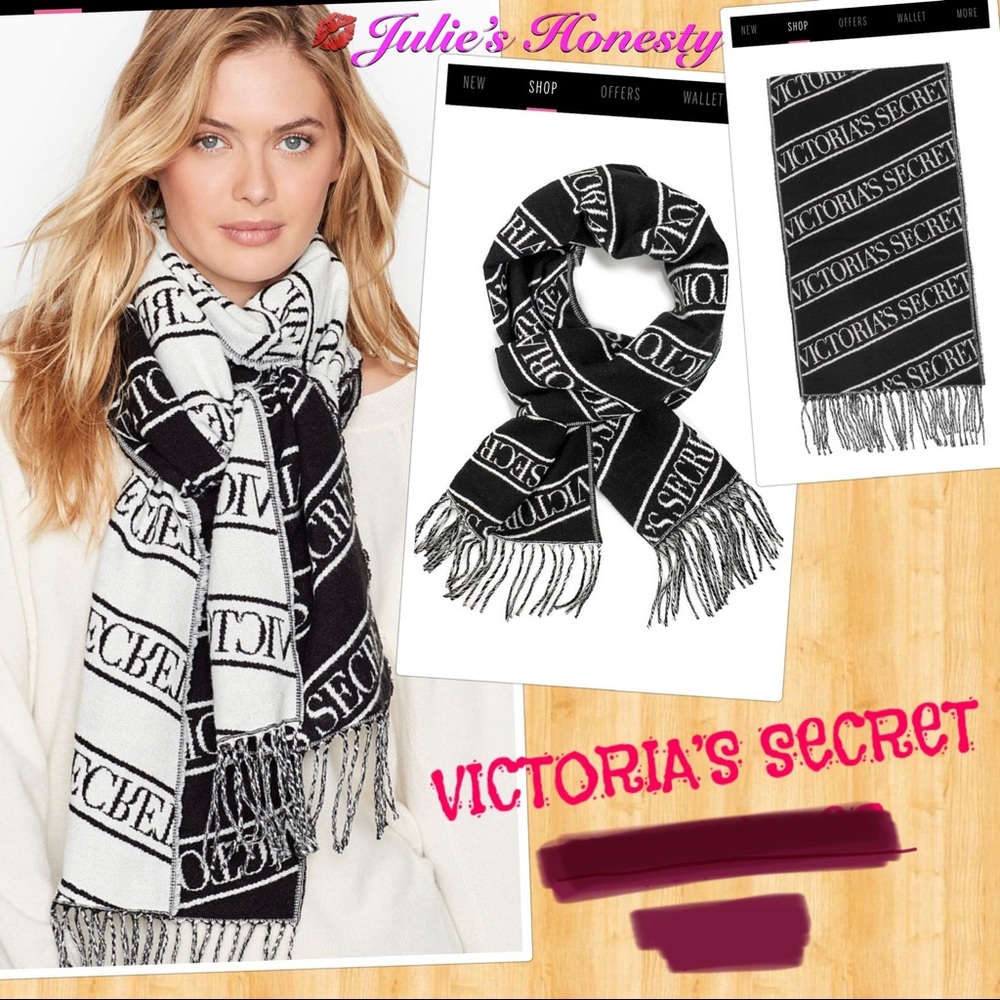 NWT VICTORIA’S SECRET LOGO STRIPE LONG SCARF
